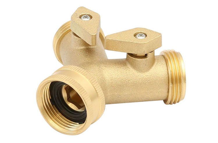 Žalvaris 2 Way Garden Hose Connector made in China