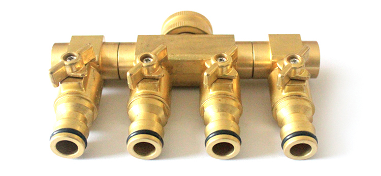 Duty Žalvaris 4 Way Hose Manifold Hose Pipe Adapter